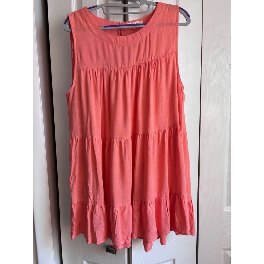 NWT Indigo Soul Peach Tiered Tunic Top Large Boho Lagenlook Longline MSRP $35 - Picture 3 of 6